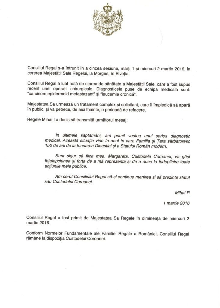 Declaratie Consiliul Regal 2martie2016 (A)
