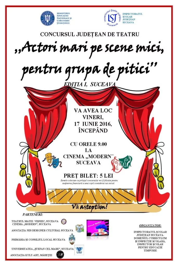 Actori mari pe scene mici pentru     grupa de         pitici