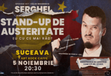 Serghei aduce râsul ca „ordonanță de urgență” la Suceava: Stand-up comedy despre austeritate și supraviețuire comică