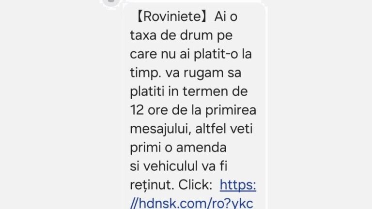 DRDP Iași avertizează: Mesaje false cu plata urgentă a rovinietei duc la furt de date bancare