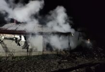 Incendiu violent în Bădeuți: O gospodărie aproape distrusă, o altă gospodărie afectată și o femeie transportată la spital