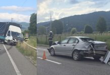 Coliziune între o autoutilitară și un autoturism, pe raza localității Frasin. Doi tineri au fost transportați la spital